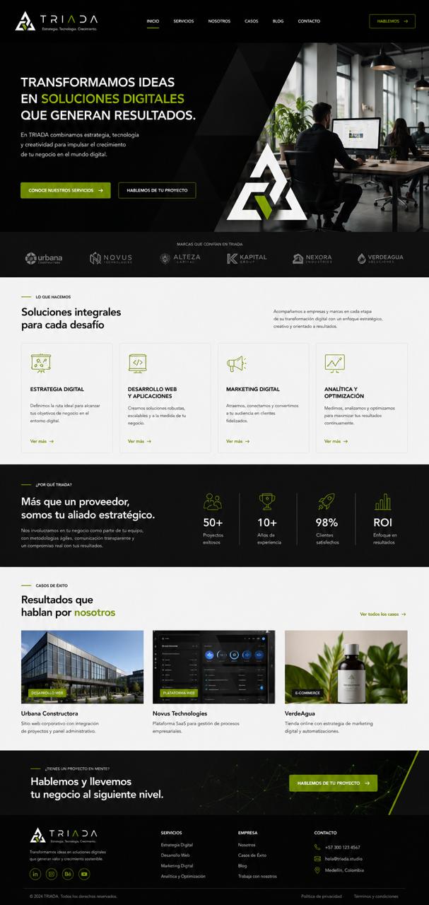 Referencia visual de sitio web TRIADA